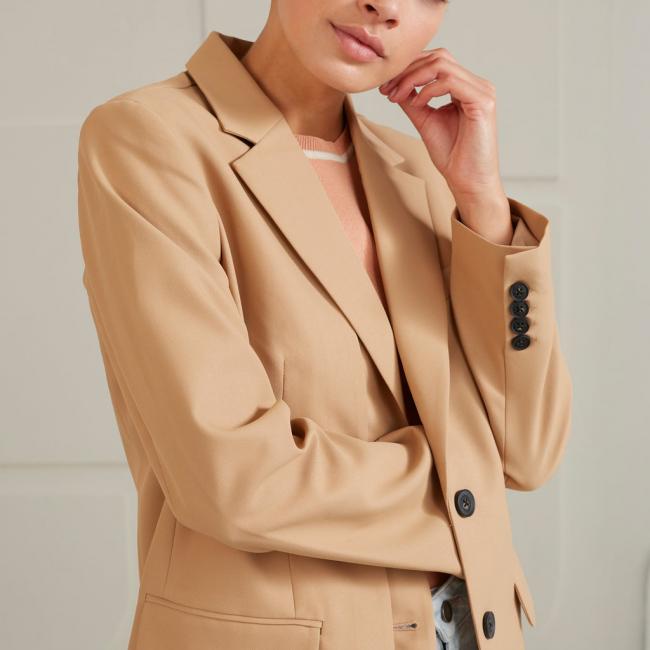 Blazer oversize à manches longues, poches et boutons