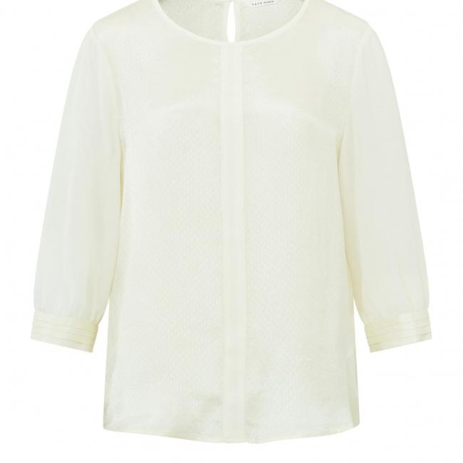 Haut satiné, col rond, manches 3/4 et coutures apparentes