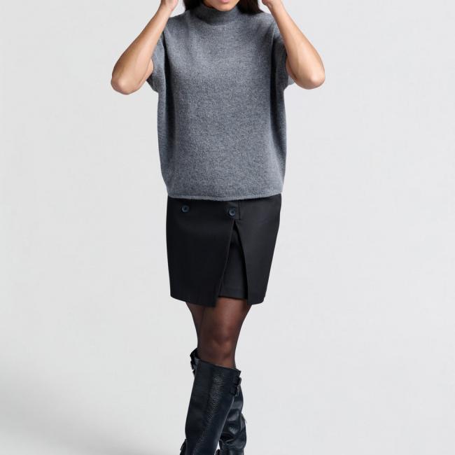 Mini jupe tailleur noire avec boutons en finition