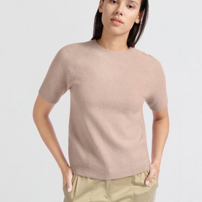 Pull à manches courtes raglan et col rond