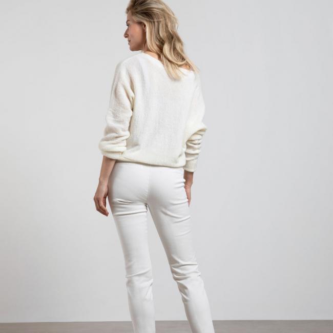 Pull col bateau manches longues, couture apparente