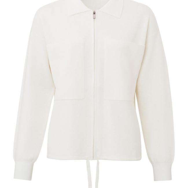 Cardigan manches longues, zip, cordons et poches