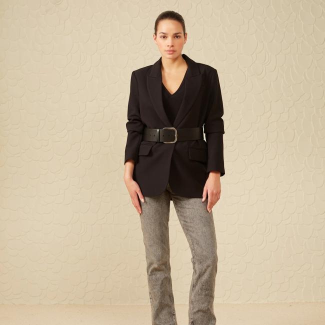 Blazer oversize à manches longues avec poches