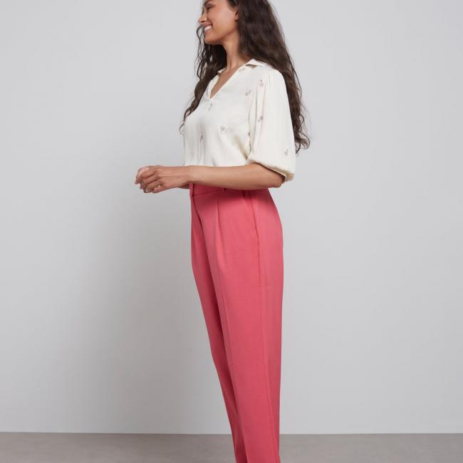Pantalon droit fluide, taille normale, poches sur les côtés