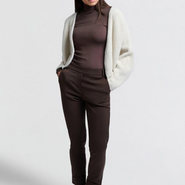Pantalon tailleur droit à taille élastiquée