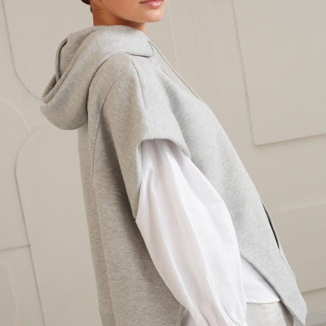 Sweat à capuche sans manches avec poches, coupe large