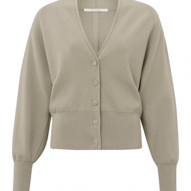 Cardigan à boutons, col V, manches longues bouffantes