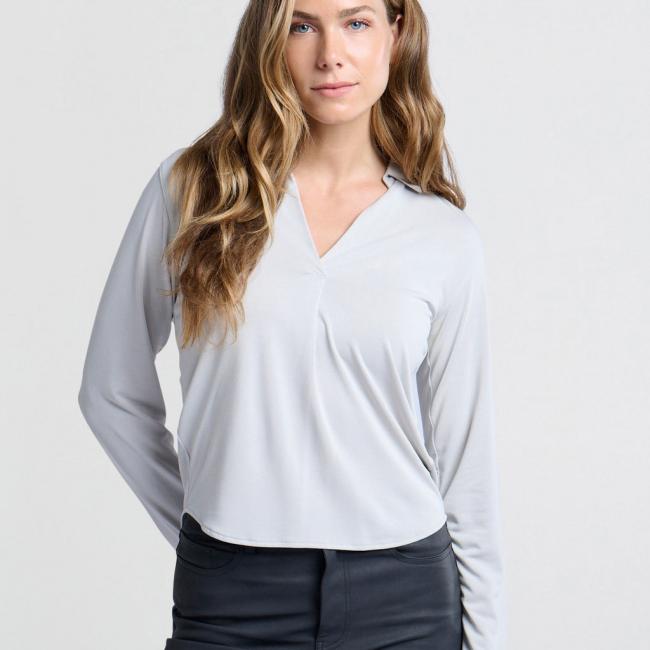 Blouse col V en jersey à manches longues