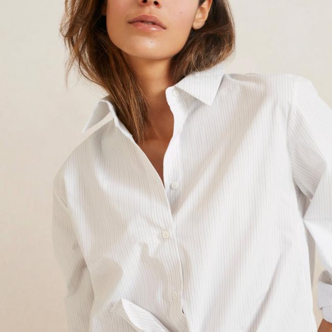 Chemise rayée en popeline avec col, manches longues et nSud