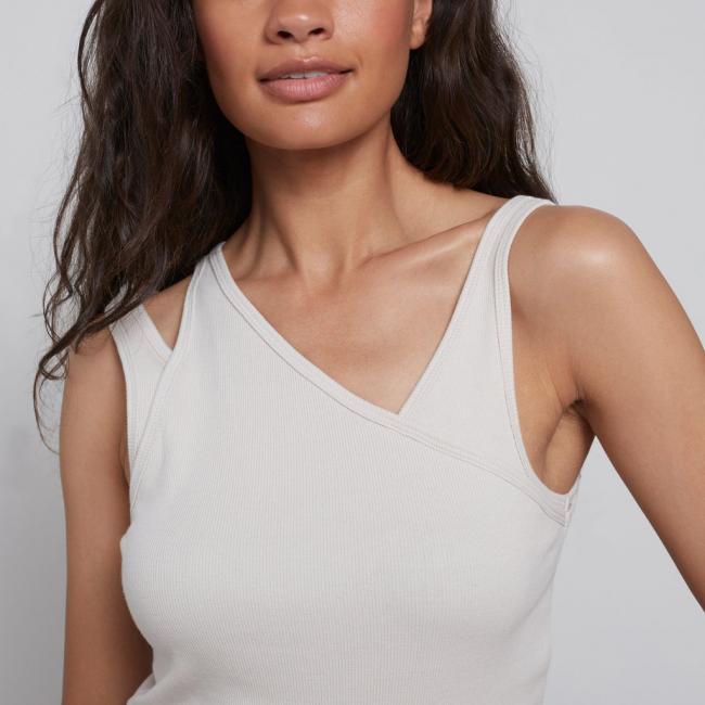Haut en coton avec détail au col, coupe droite