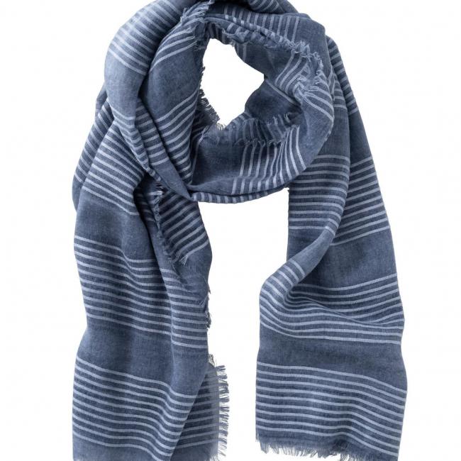 Foulard délavé à rayures aux bords effilochés