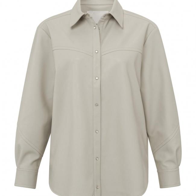 Chemise en simili cuir avec col, manches longues et boutons