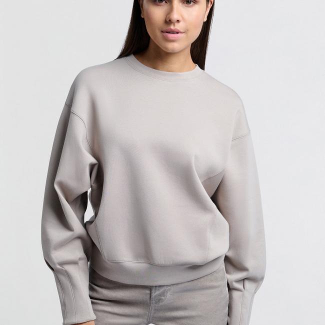 Sweat beige avec détails plissés et manches longues