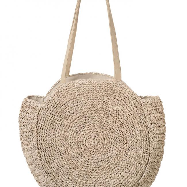 Sac rond en paille avec longues anses