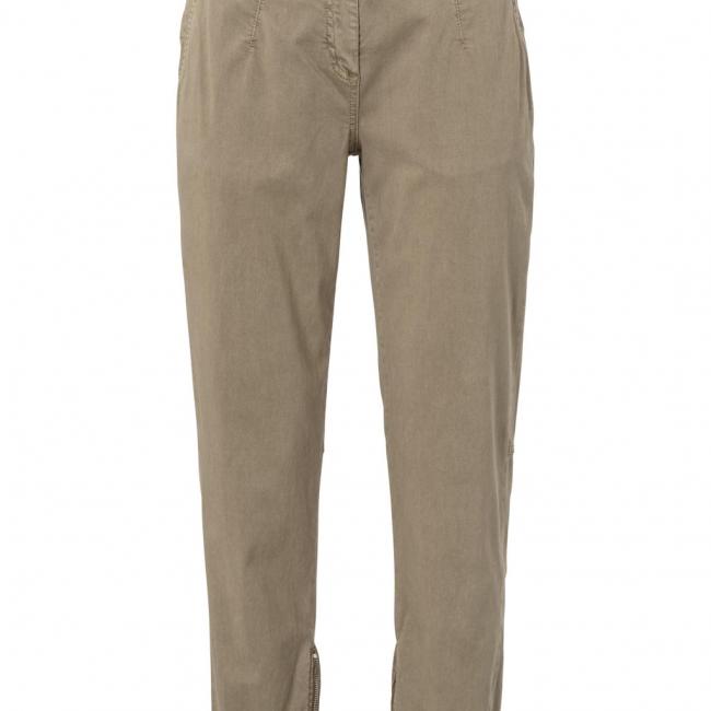 Pantalon cargo marron avec taille élastiquée et zip