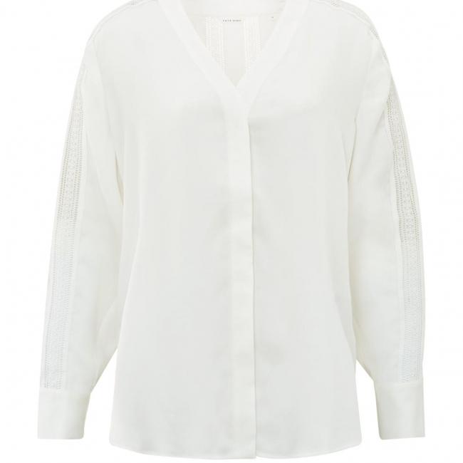 Chemise col V, manches longues détaillées et boutons