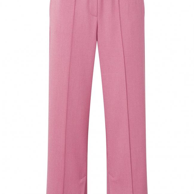 Pantalon doux, droit et large, taille élastiquée et fentes
