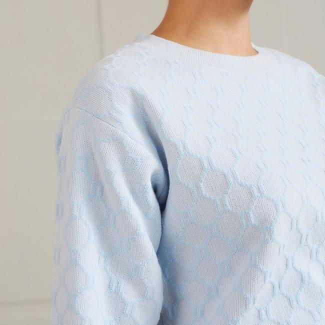 Pull en maille chenille, col rond et demi manches