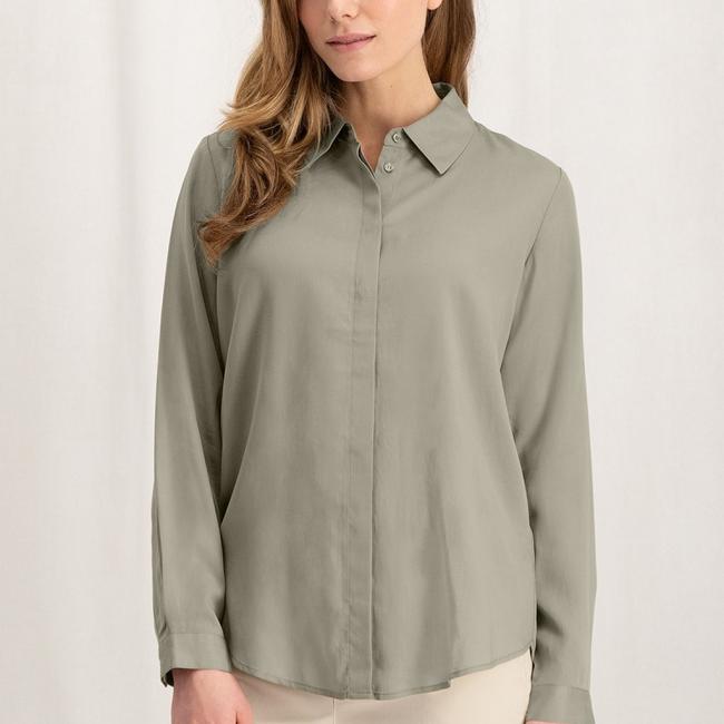 Chemise douce en popeline à manches longues, col et boutons