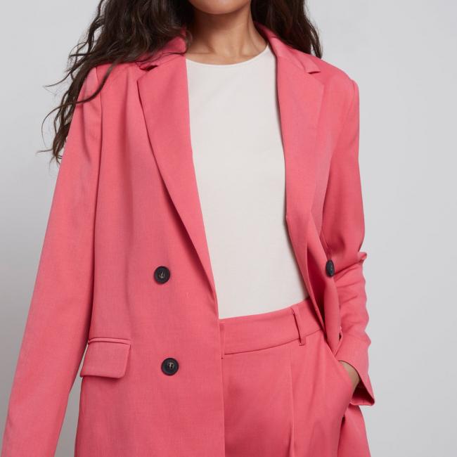 Blazer effet double boutonnage, manches longes et poches