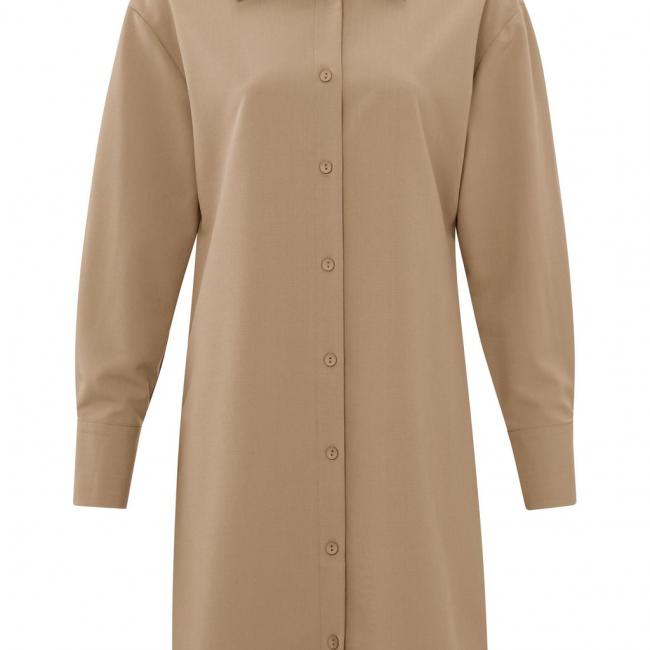 Robe chemise ajustée avec col, manches longues et boutons