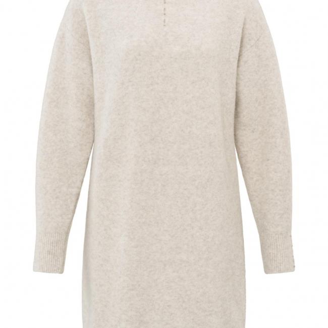 Robe en maille, manches longues, col rond et boutons