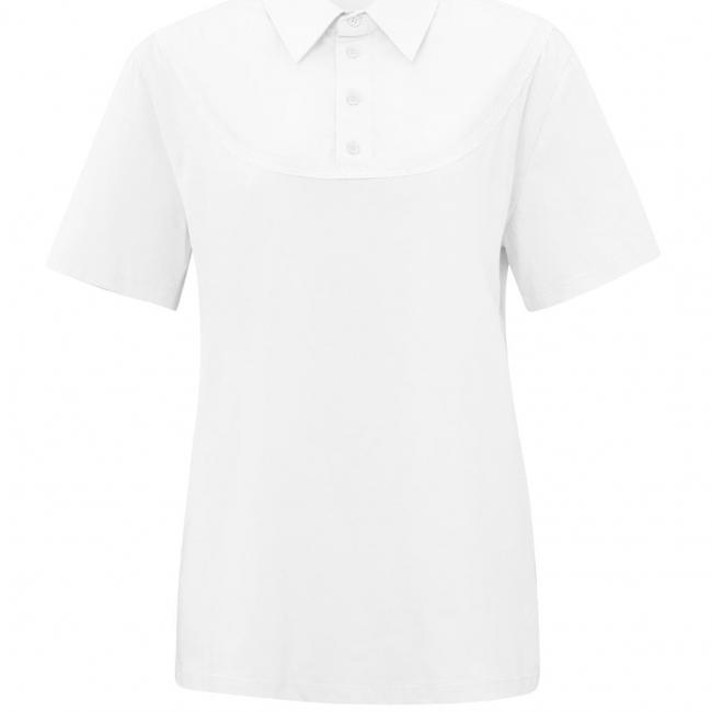 Haut en jersey avec col chemise, manches courtes et boutons