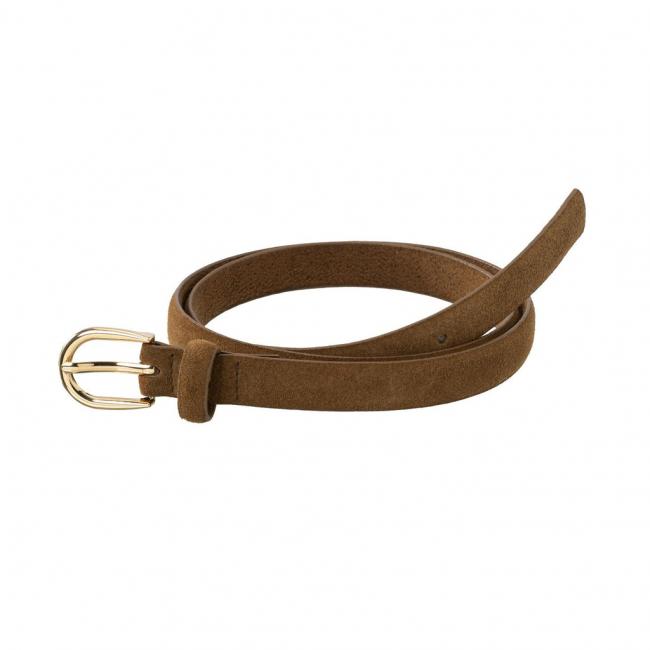 Ceinture fine en daim avec boucle dorée