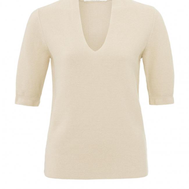 Pull doux à col en V profond et manches courtes
