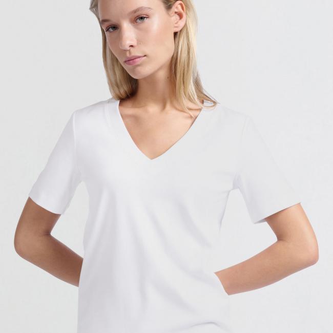 T-shirt basique à col en V et manches courtes