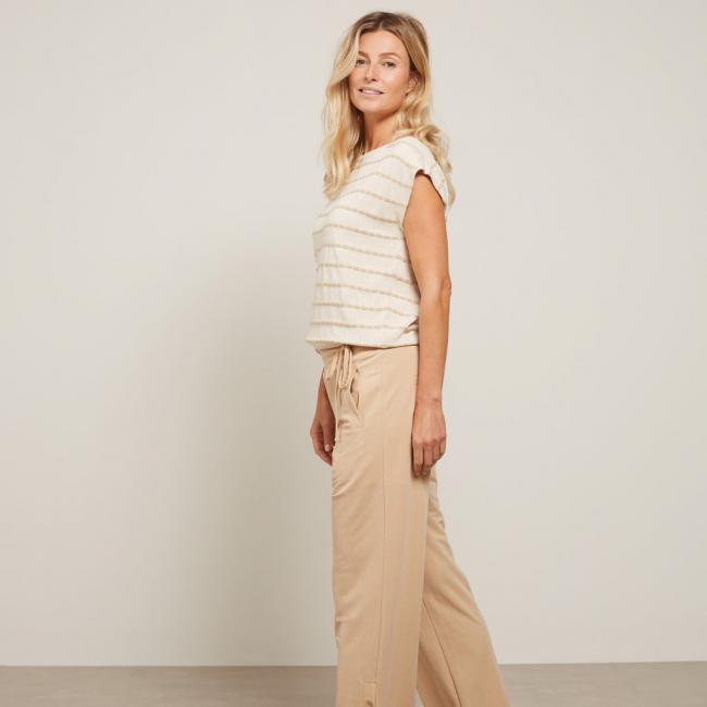 Pantalon large en jersey, taille élastiquée et poches