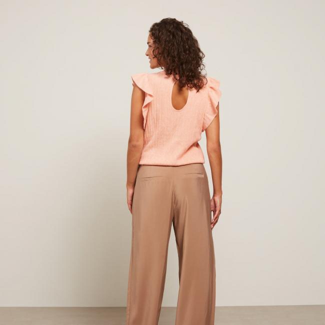 Pantalon large, taille haute avec poches et fermeture éclair