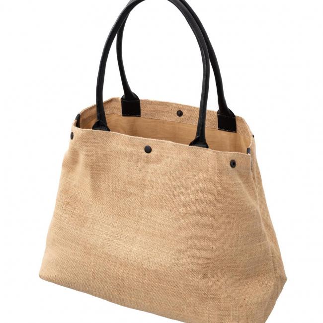 Tote bag en jute à poignée et bouton