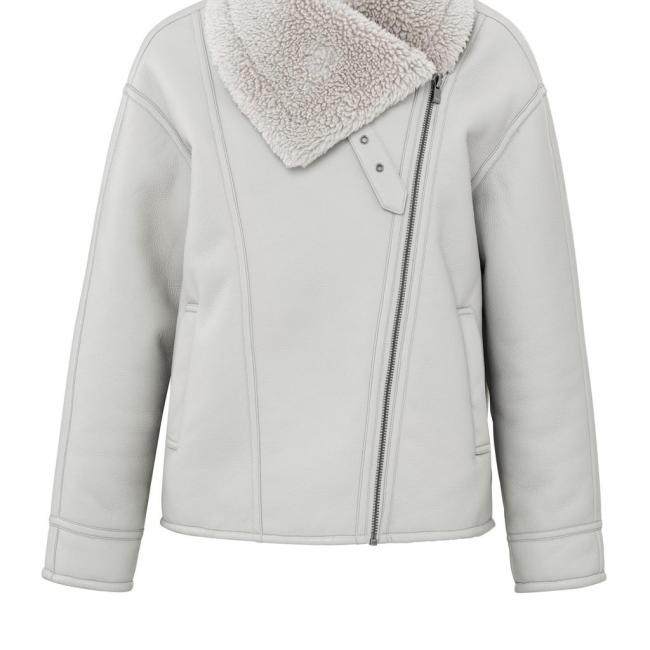 Veste lammy en simili cuir avec col, zip et poches