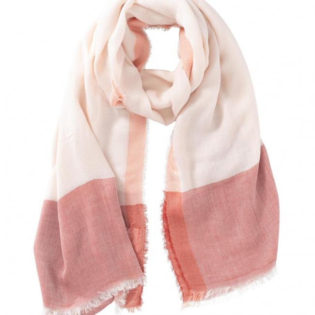 Foulard avec bordure colorée et bords effilochés