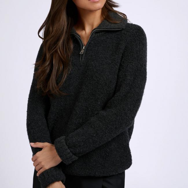 Pull oversize, col classique zippé
