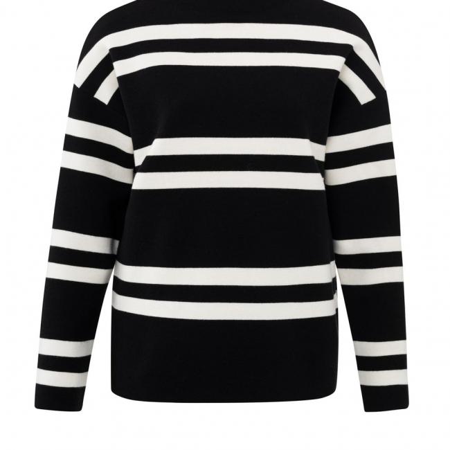 Pull col montant, manches longues, rayures larges