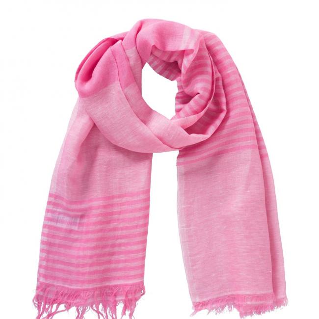 Echarpe jacquard, bords effilochés et rayures