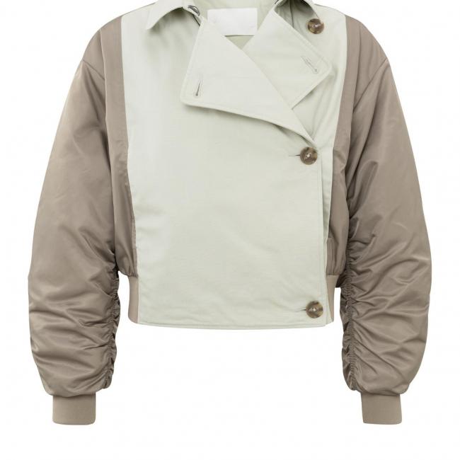 Veste bomber avec finitions trench et manches plissées