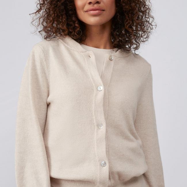 Cardigan bomber manches longues à boutons, détails côtelés