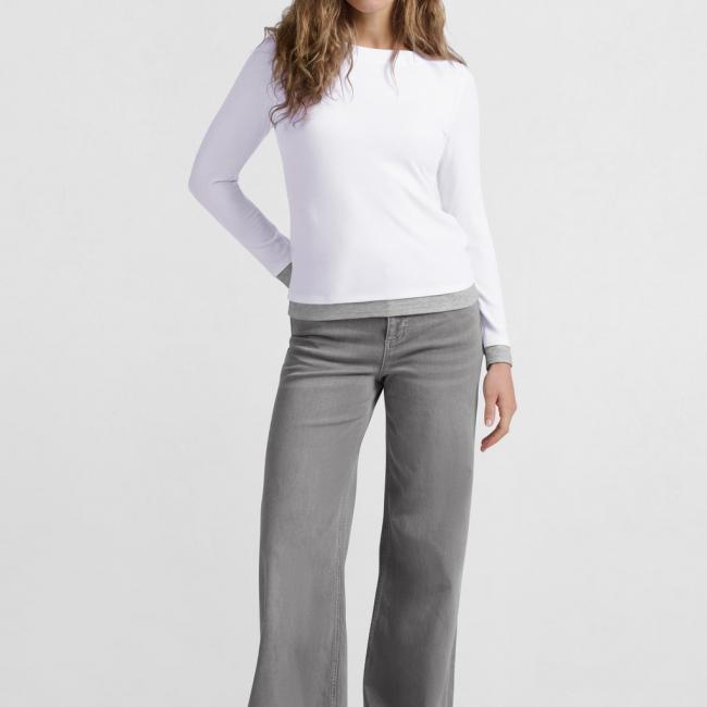 Pantalon en denim gris extra large à taille haute - L34