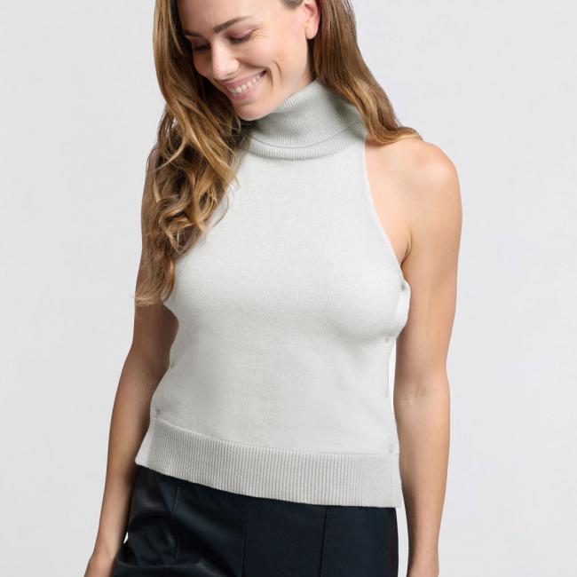 Pull sans manches col roulé