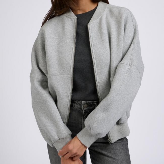Veste bomber gris clair à manches longues et zip éclair