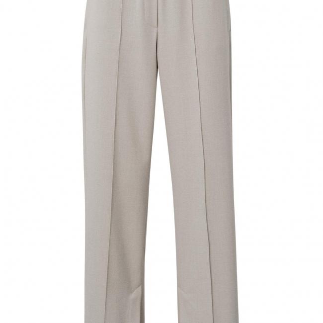 Pantalon doux, droit et large, taille élastiquée et fentes