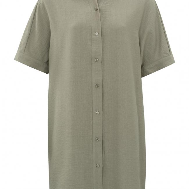Robe chemise à manches courtes, boutons et col