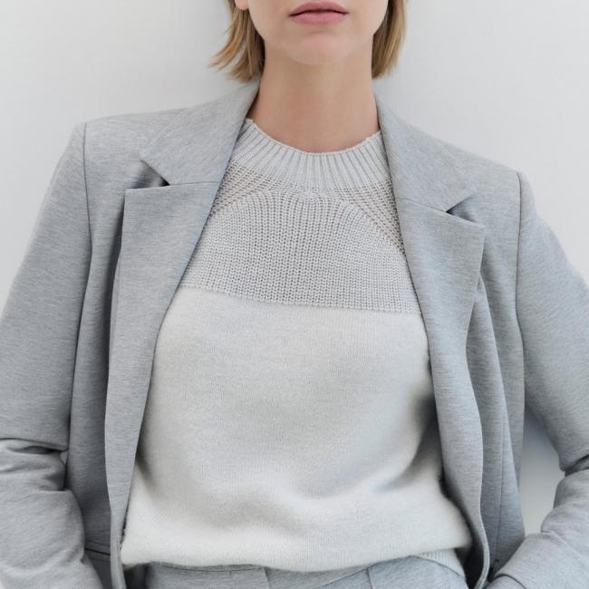 Blazer gros chiné doux à surpiqûres