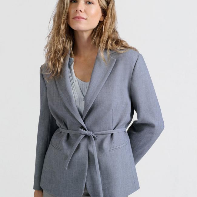 Blazer oversize à ceinture et revers classiques
