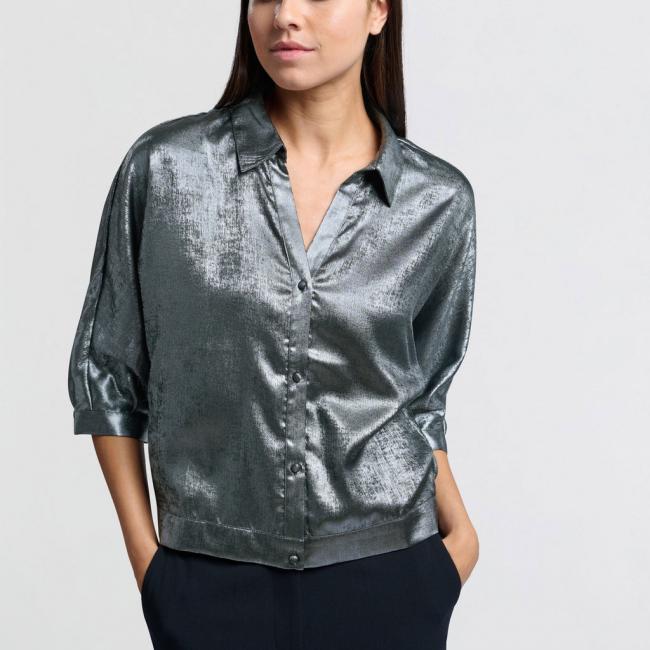 Chemise métallisée à manches chauve-souris longueur 3/4