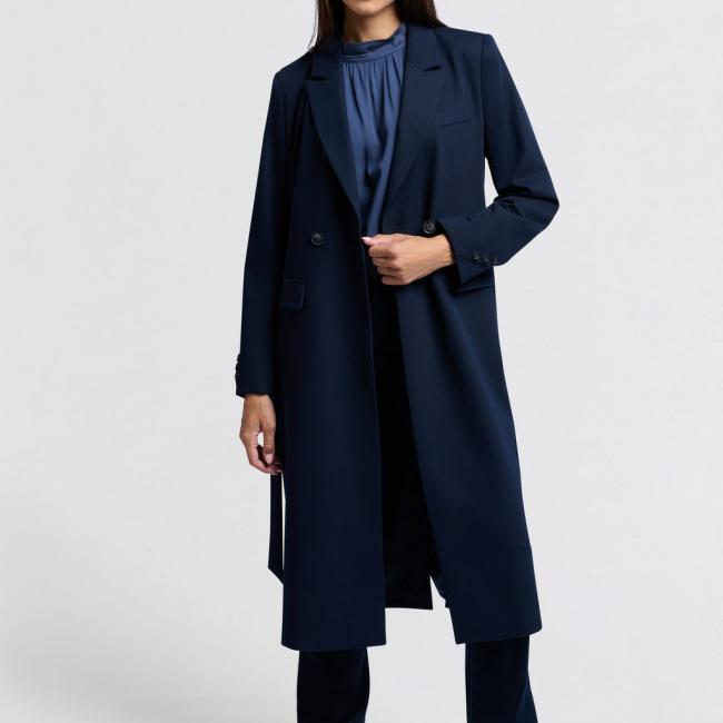 Manteau blazer long avec ceinture