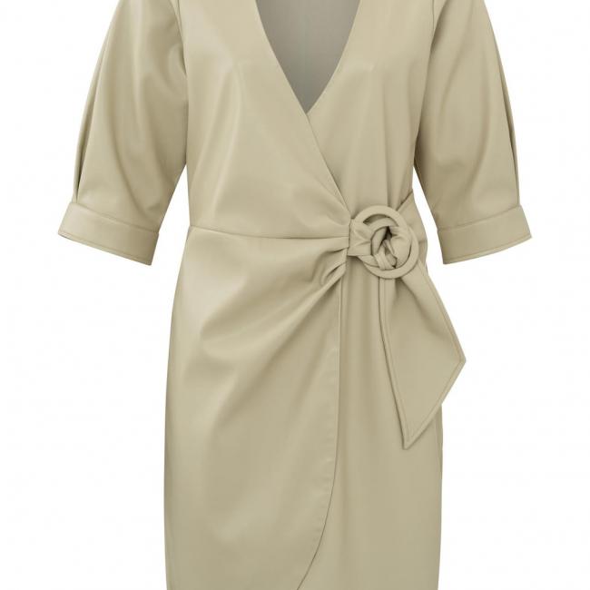 Robe portefeuille col V simili cuir